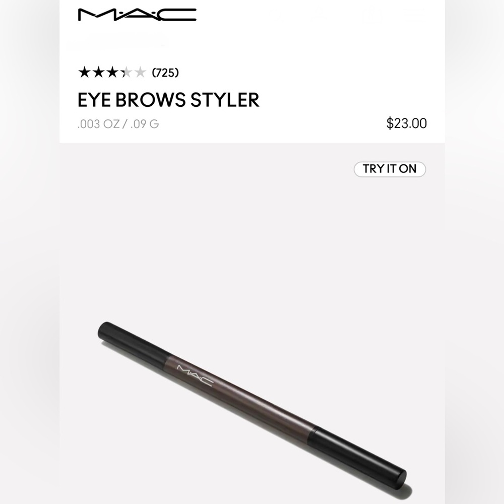M.A.C EYE BROWS STYLER -~ CRAYON SOURCILS ~ Deep rich blackened brown